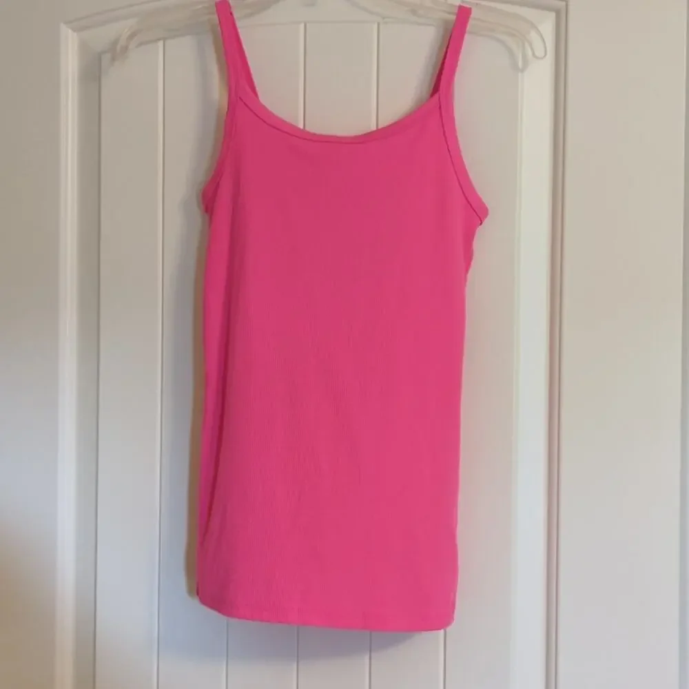 No Boundaries Barbiecore Small Child 3-5 Ribbed Spaghetti Strap Tank Hot Pink